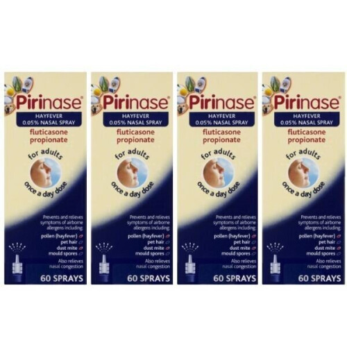 4x Pirinase Nasal Hayfever Relief Adults 24H Relief Non Drowsy 60