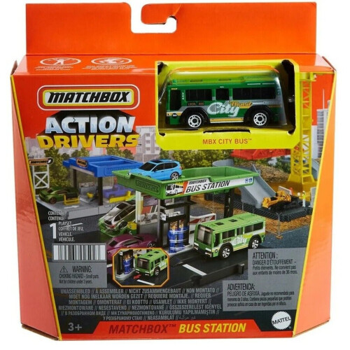 Matchbox Action Drivers Bus Station Playset Official Mattel