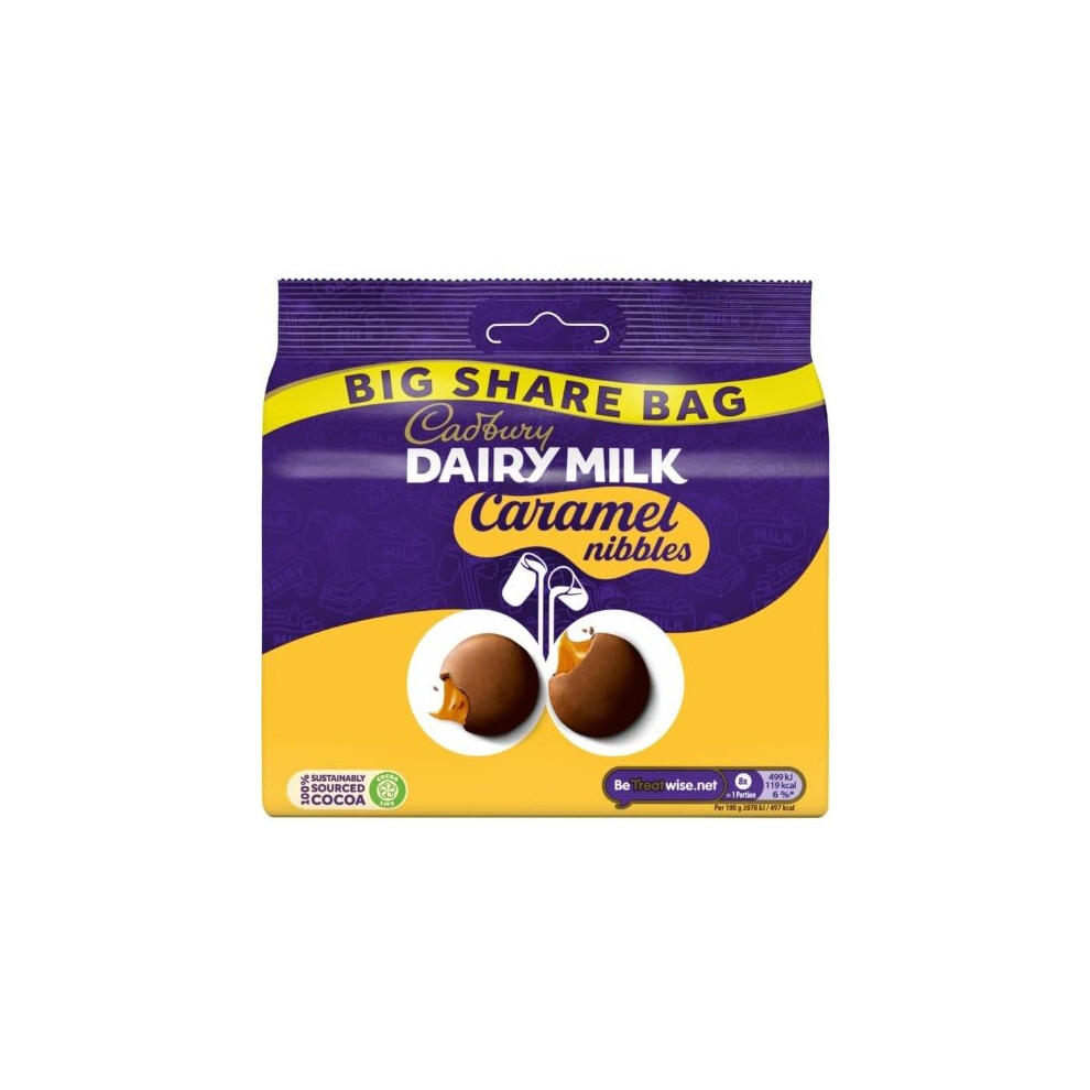 Cadbury Dairy Milk Caramel Nibbles Big Share Bag 186g X 5