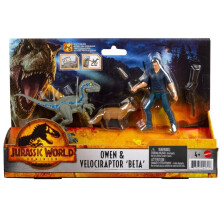 Mattel Jurassic World Dominion Mens en Dino Pakket, Owen & Velociraptor Beta Actiefiguren