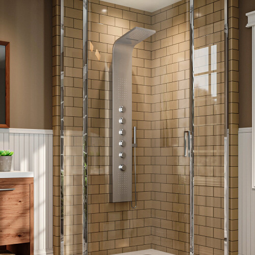 Living And Home Stainless Steel Exposed Thermostatic Shower Tower Panel 2