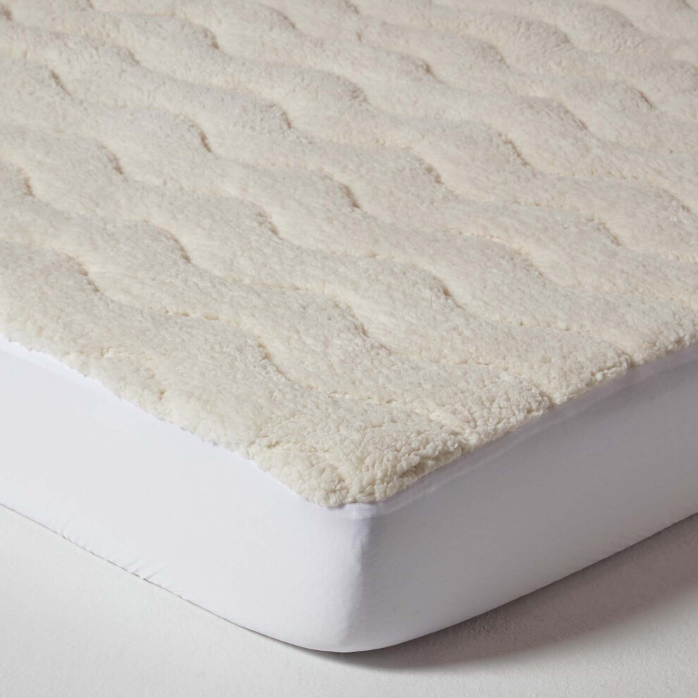 Homescapes (Euro King (160 X 200 Cm)) Deep Quilted Fleece Mattress Topper White