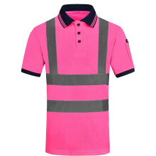 (Pink, XL) Hi-Vis Safety Work Polo Shirt hi vis Polo Shirt