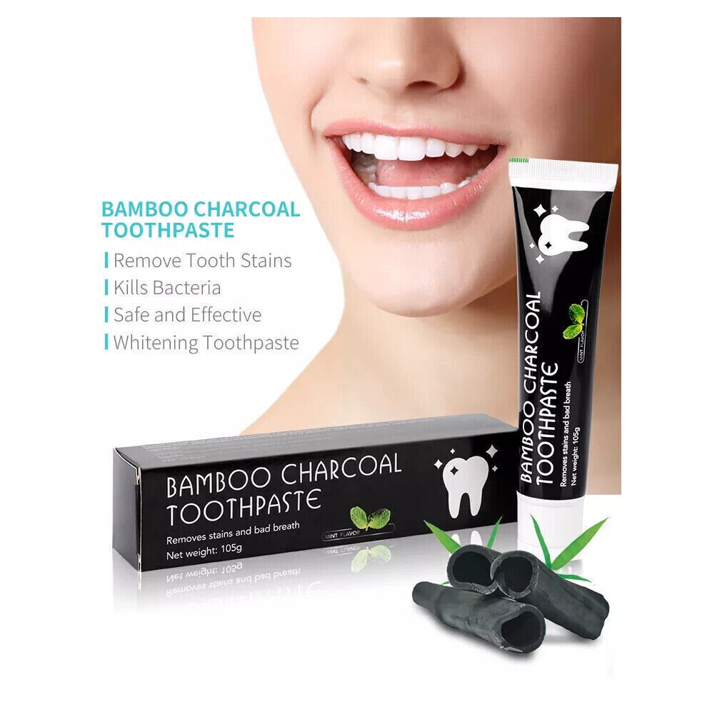 Activated Bamboo Charcoal Toothpaste Teeth Fluoride Free 105g Mint