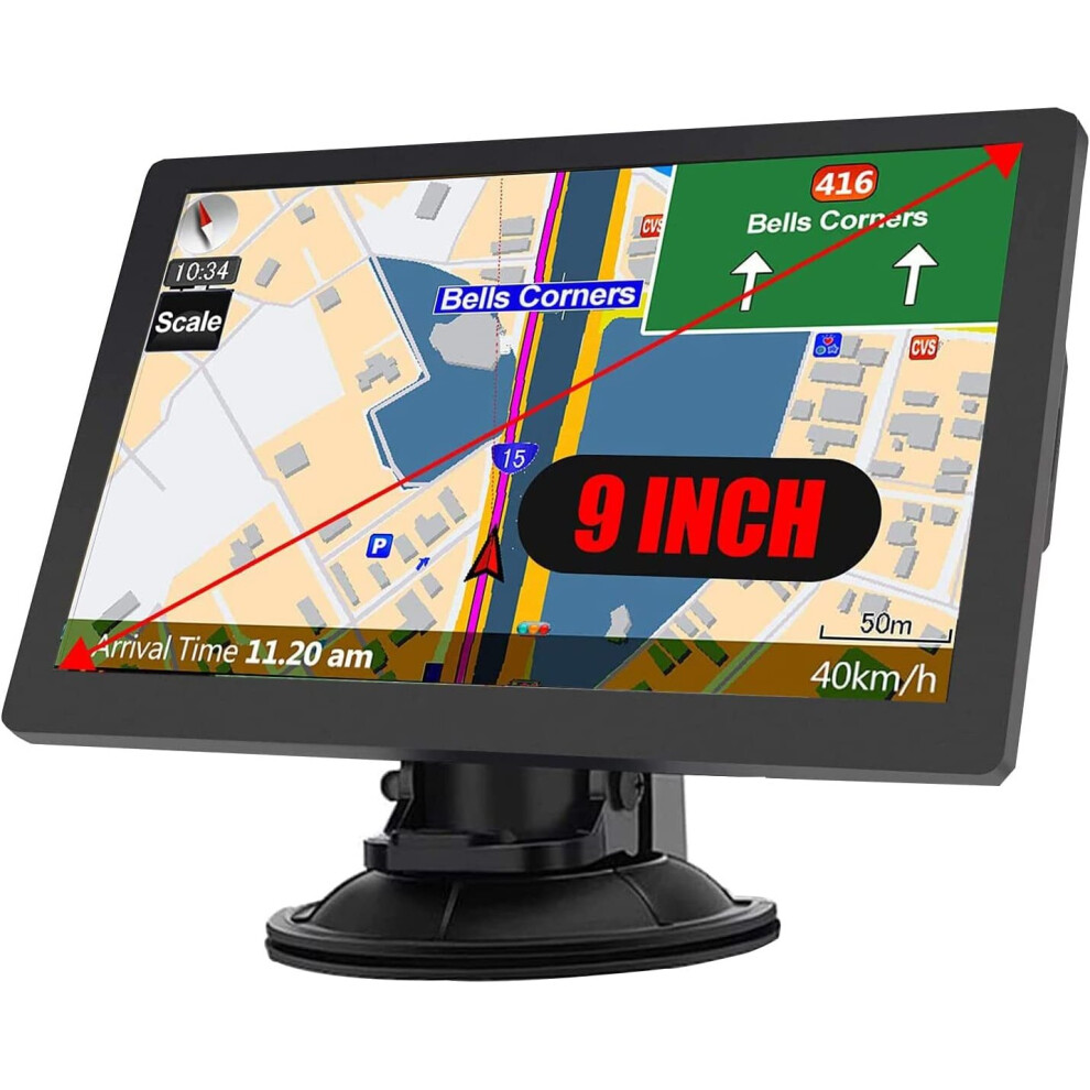 Sat Nav, GPS Navigation 9 Inch for Car Truck Lorry HGV Motorhome,2023 UK EU Maps (Free Lifetime Updates) with Postcodes, Speed Camera Warning