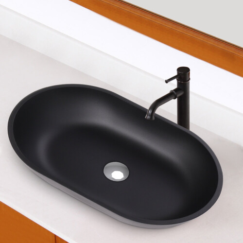 Living And Home Oval Black Ceramic Bathroom Sink Drain Set