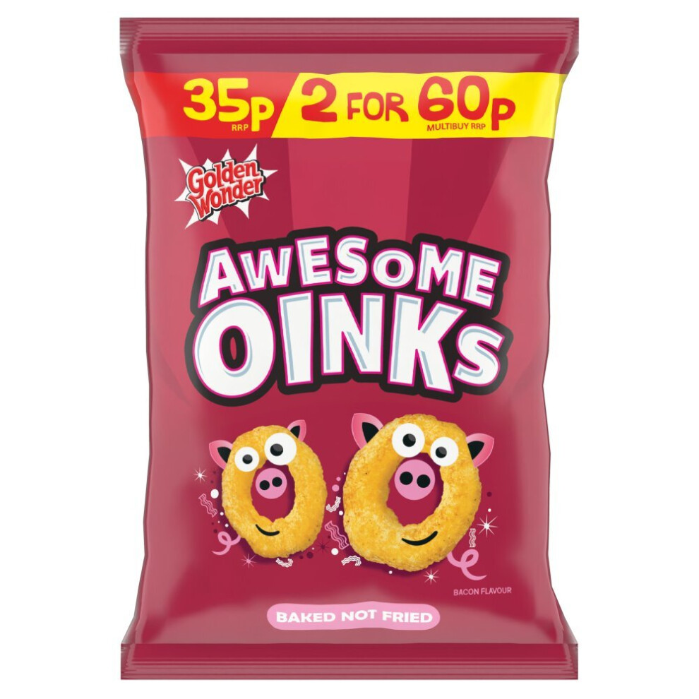 Golden Wonder Awesome Oinks Bacon Flavour 22g ( Pack of 36 )