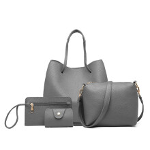 (Grey) Miss LuLu 4 Piece Set Shoulder Tote Handbag