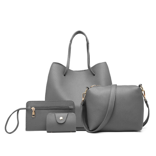 Miss Lulu (Grey) Miss LuLu 4 Piece Set Shoulder Tote Handbag