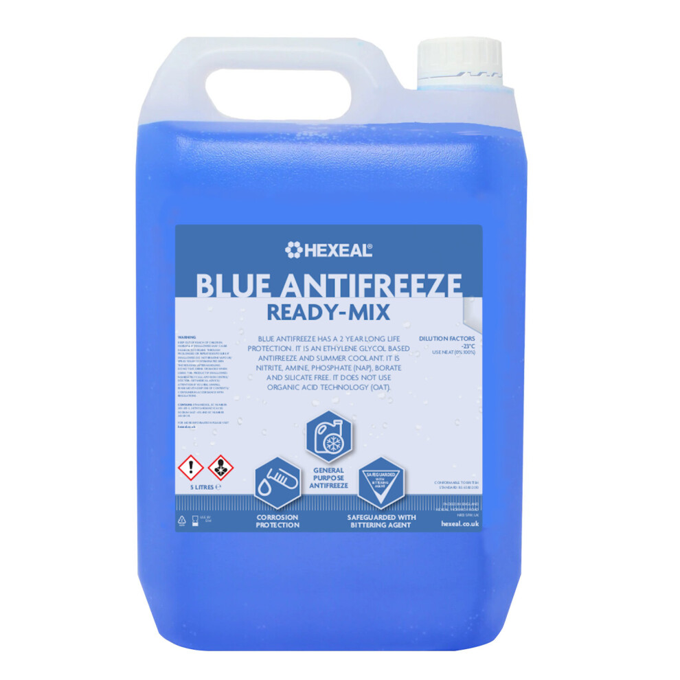 Hexeal Blue Antifreeze & Coolant | 5L | -23 ºc | Ready-Mix | Longlife