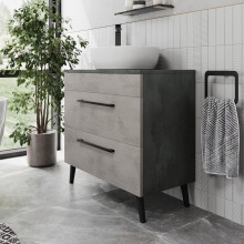 Vitusso Idro Grey Vanity Unit & St Tropez White Countertop Basin - 800mm