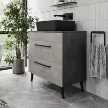 Vitusso Idro Grey Vanity Unit & Croix Black Countertop Basin - 800mm