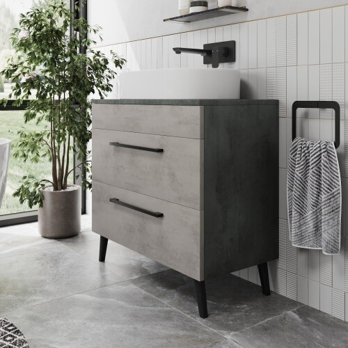 Vitusso Idro Grey Vanity Unit & Lorient White Countertop Basin - 800mm