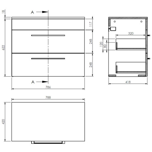 Vitusso Idro Grey Vanity Unit & Lorient White Countertop Basin - 800mm 1