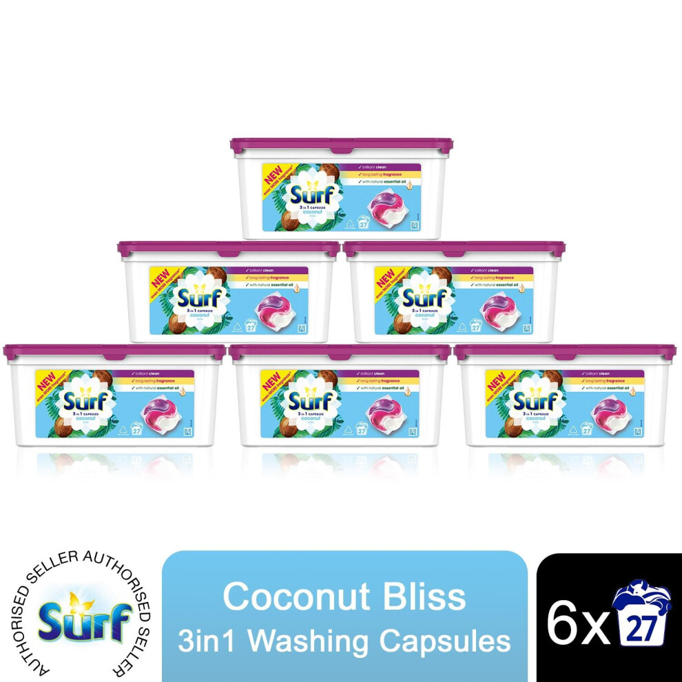 (Buy 6) Surf 3in1 Washing Capsules, Coconut Bliss - 27 W