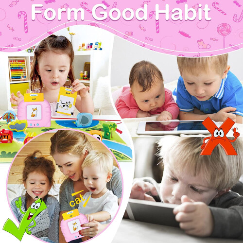 Talking Flash Cards Early Educational Toys, with 224 Words, pink 2