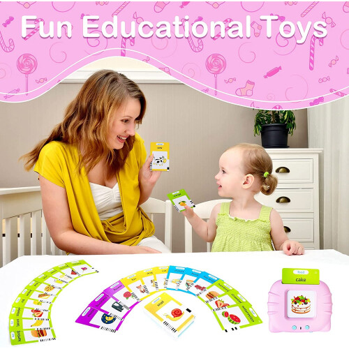 Talking Flash Cards Early Educational Toys, with 224 Words, pink 1