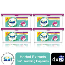 (Buy 4) Surf 3in1 Washing Capsules, Herbal Extracts - 27 W