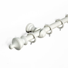 (120 cm, Linen White URN) Kestrel 28 mm Wooden Curtain Poles Fixed Length Multi Finials