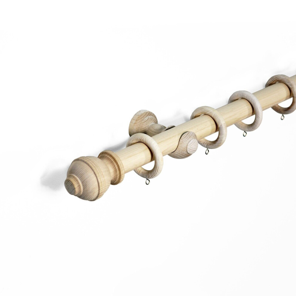 Lister Cartwright (150 Cm, Ash) 33 Mm Ribbed Ball Wood Curtain Poles Fixed Length Premium Quality Curtain Pole Wooden Beautiful Design Rubber Wooden Finials