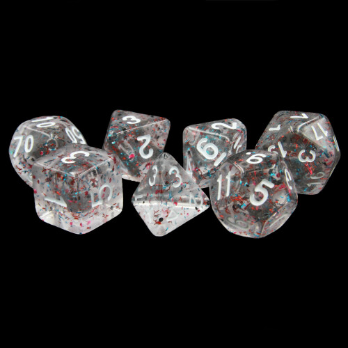 Clear Mix Confetti Polyhedral Dice | Set Of 7