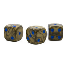 Dirty Gold D6 with blue dots | Set of 3