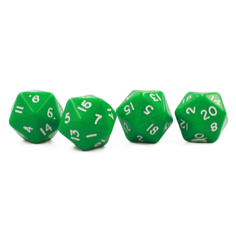 Opaque Green D20 Dice | Set of 4