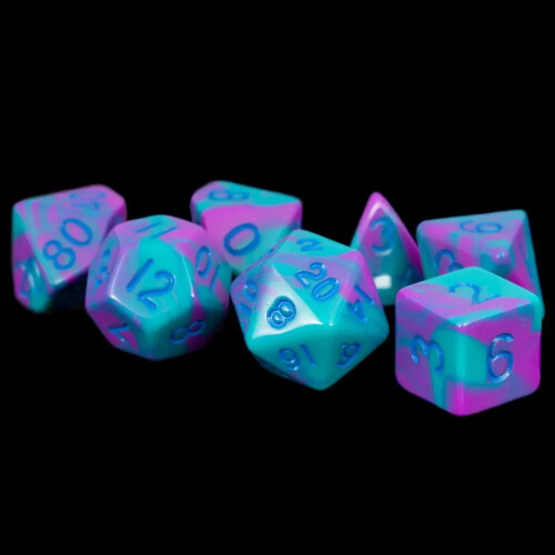 Marble Effect Acrylic Polyhedral Dice Set | Purple & Teal