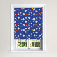 (120 cm Width x 140 cm Drop, Mid Blue) Lister Cartwright Football Blackout Roller Blinds Windows Blinds Easy Fit Child Safety For Kids