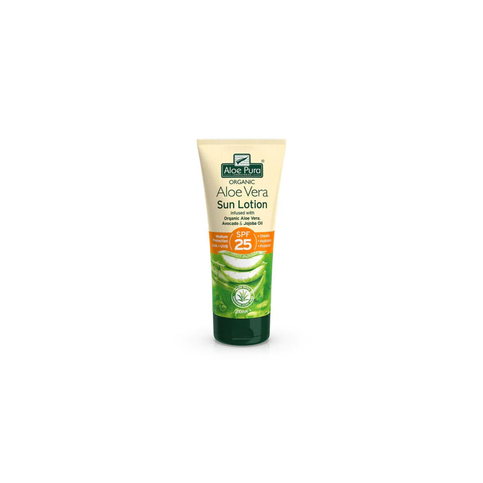 Aloe Pura Organic Aloe Vera Sun Lotion SPF25 Sun Protection Lotion - 200ml X2