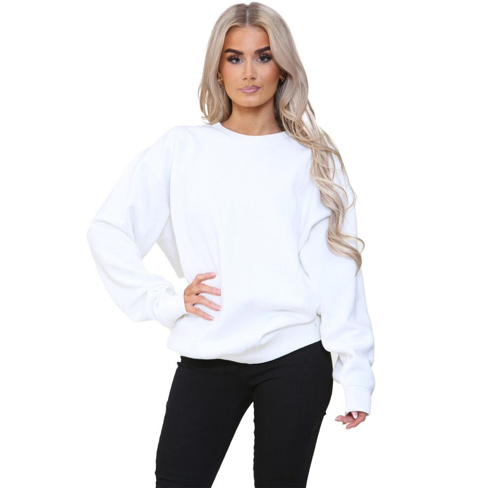 (M, White) Enzo Womens Oversized Sweatshirt