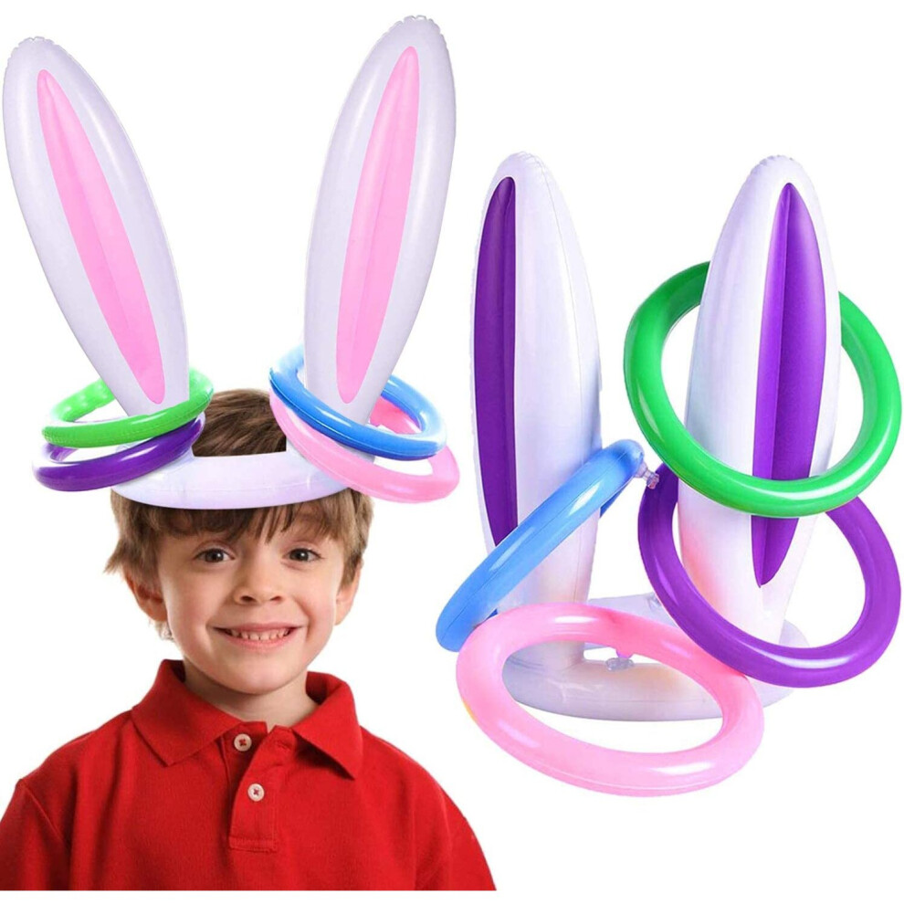 2 Pack Easter Inflatable Bunny Rabbit Ears Ring Toss Party Games