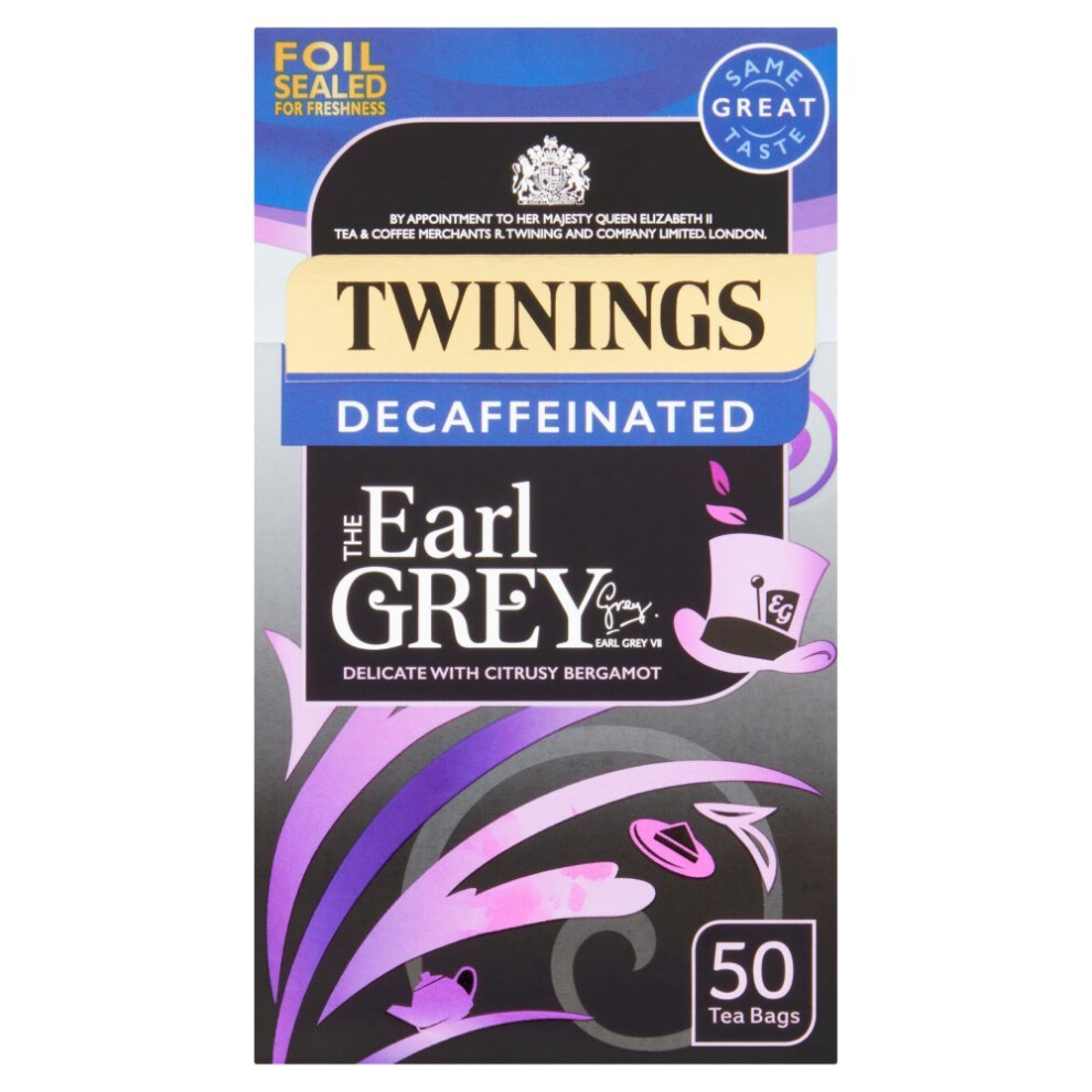 Twinings The Earl Grey Decaffeinated 50 Tea Bags 125G (Pack Of 4)