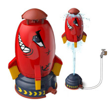 (Red) Children Outdoor Water Spray Space Rocket Sprinkler Rotary Ejection Toys
