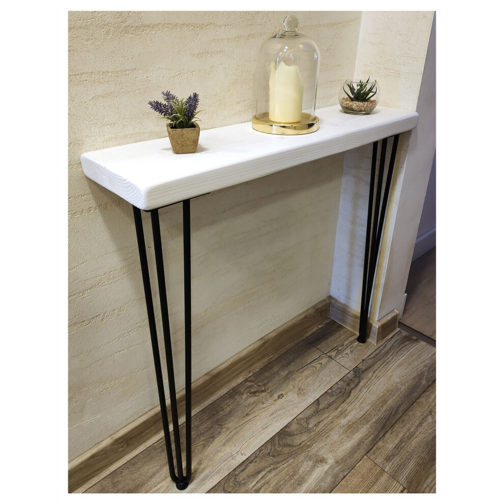 (60cm) Rustic Console Table Radiator 145mm Hairpin 3R 860mm White