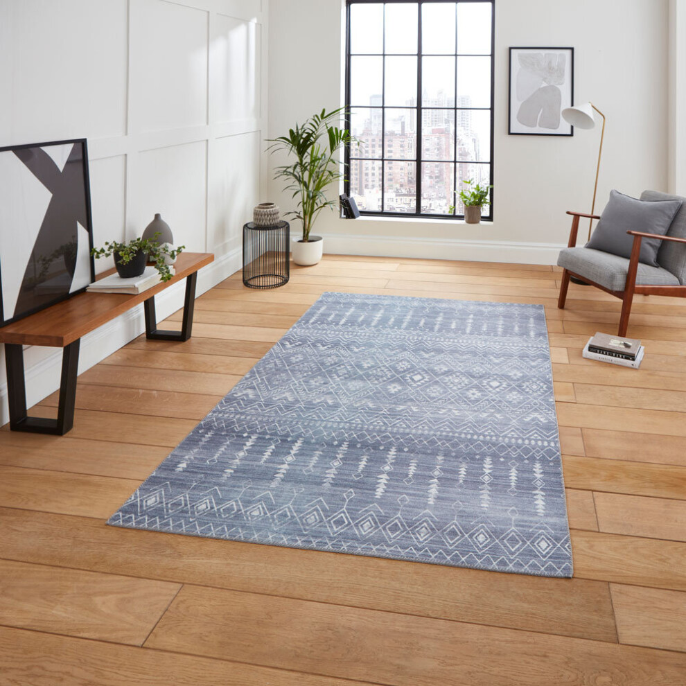 (Grey, 120 x 170 Cm) Think Rugs Rio K5308 Digital Print Flat Weave Rug