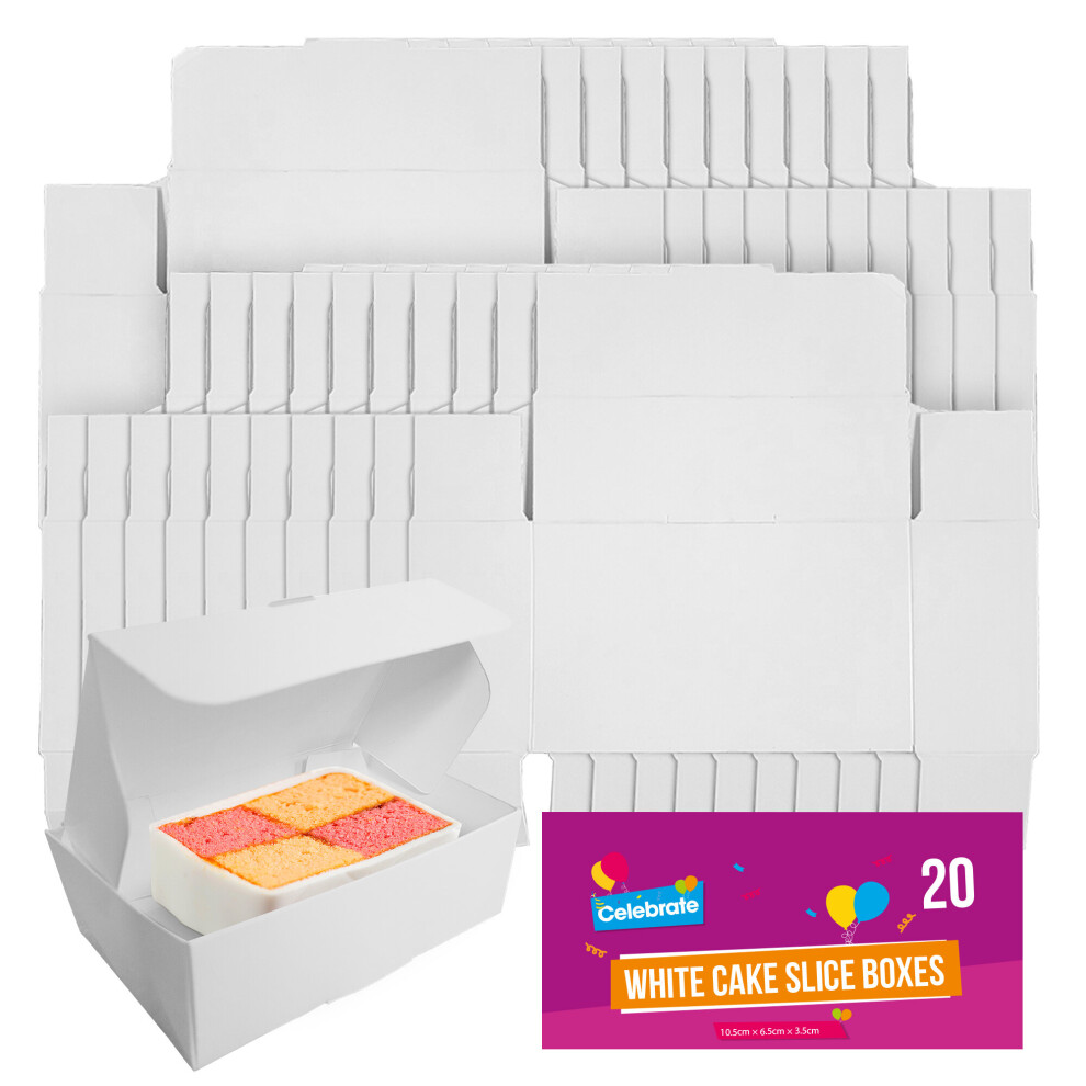 20 White Single Cake Slice Boxes Individual Party Favour Box