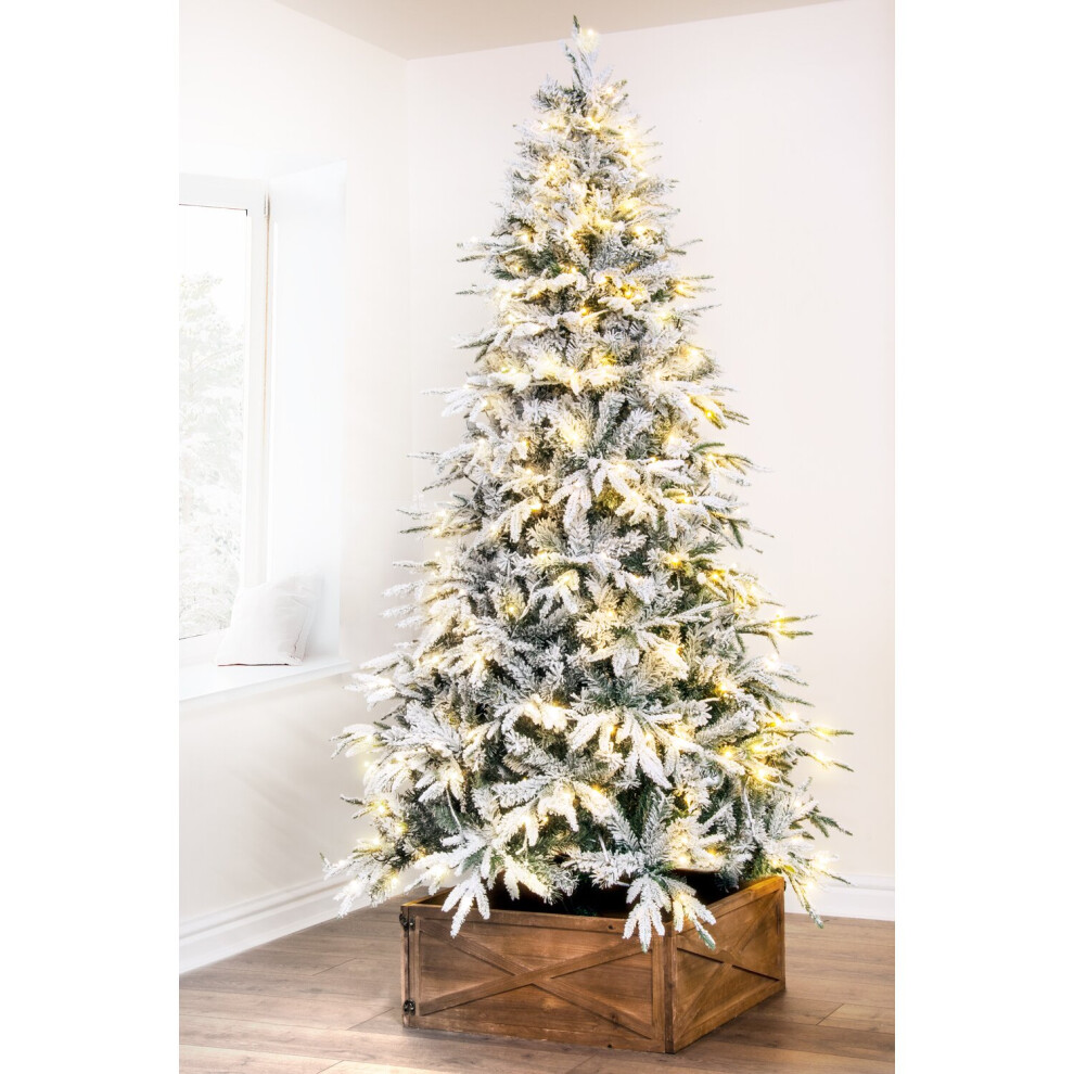 (Pre-lit 10ft - 1925 branch tips, 580 LEDs) The Un-lit/Pre-lit Snow Flocked Alpine Tree (4ft to 12ft) | Christmas Tree World