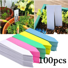 (Green) 100 PCS Reusable PVC Plants Hang Tag Labels