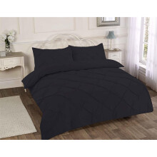 HomeSpace Direct Pin Tuck Balmoral Duvet Cover Set Black King