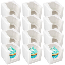 12 Cupcake Boxes Individual Box with Window Removable Inner Tray