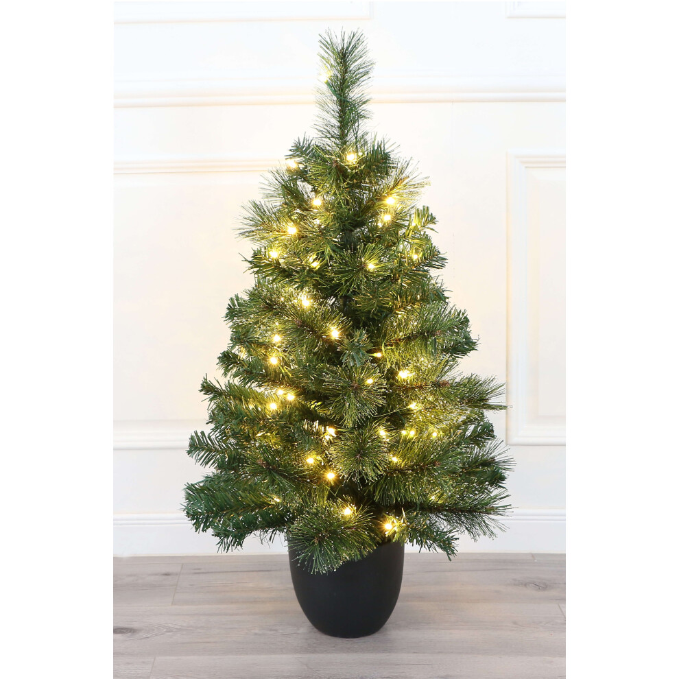 (Pre-lit 3ft) Un-lit/Pre-lit Small Dew Pine Potted Tree (3ft to 4ft) | Christmas Tree World