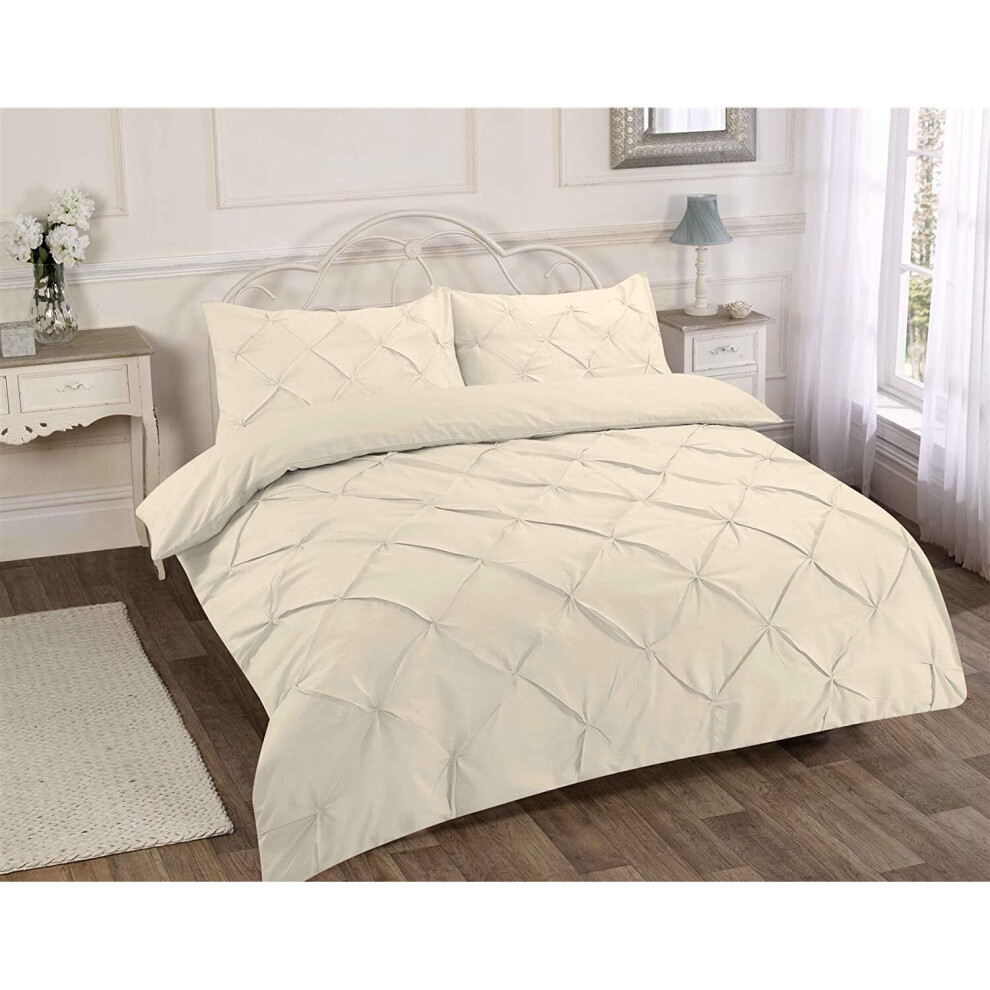 HomeSpace Direct Pin Tuck Balmoral Duvet Cover Set Cream King