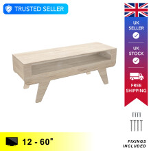 (Whitewashed Oak) TV Stand Wood Effect Open Shelf Up To 60" MAHARA