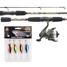 Mitchell Tanager Camouflage fishing set of a rod and reel combo with line and lures for fishing for trout and perch