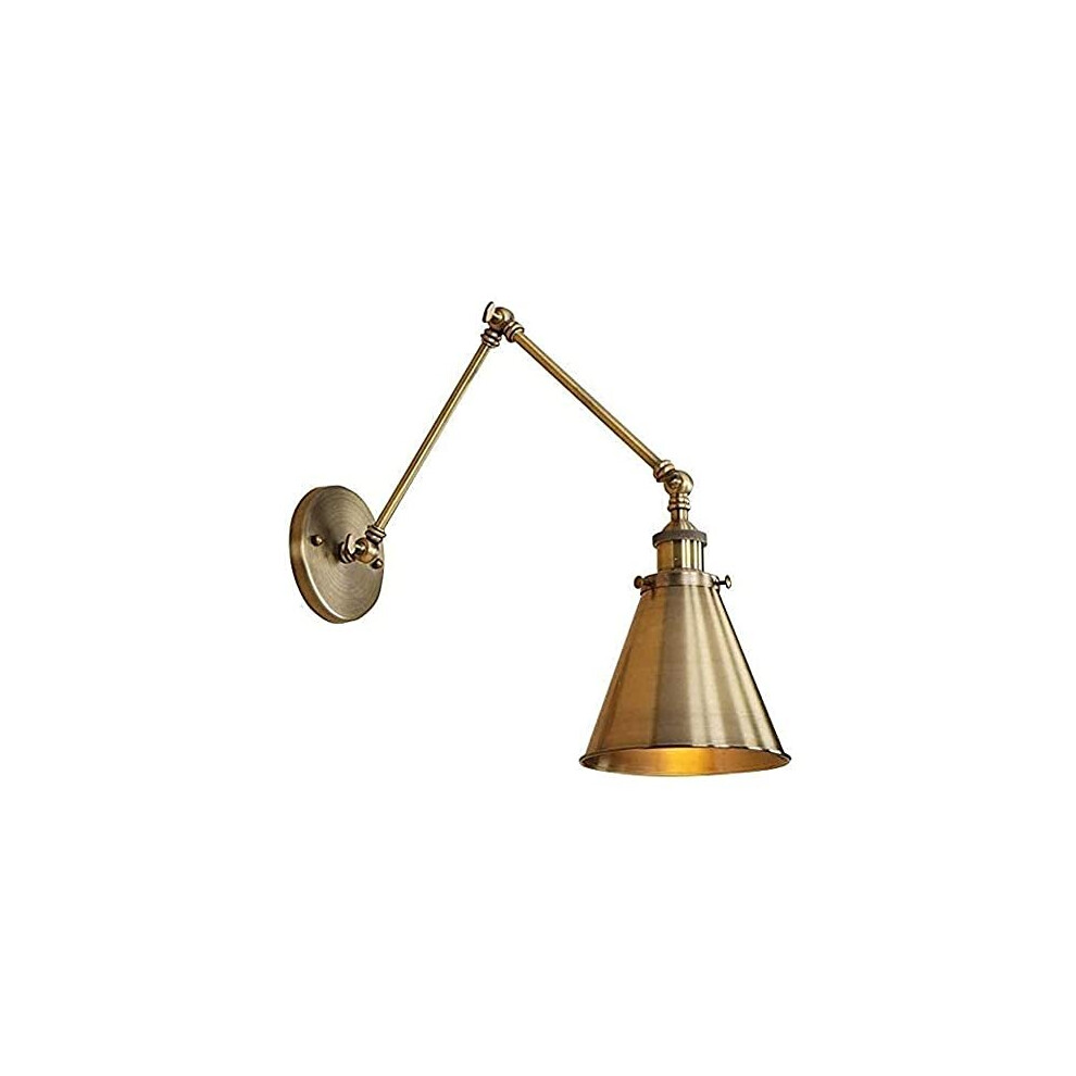 Ssydj Brass Finish Adjustable Edison Industrial Wall Sconce Vintage Wall Lamp Classic Nostalgic Swing Arm Wall Light Mounted Lighting Cone Shade for