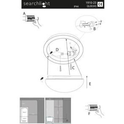 Searchlight Searchlight 1910-23 Flush 1 Light Bathroom Ceiling Fitting in White 1