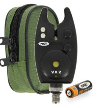 NGT Carp Fishing VX2 Black Bite Alarm with Volume and Tone Control with Battery