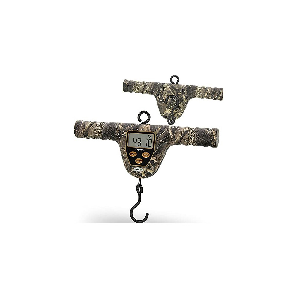 NGT Fishing Scales Camo T Bar Digital Camo Carp Fishing Weigh Scale 110lbs/50Kg