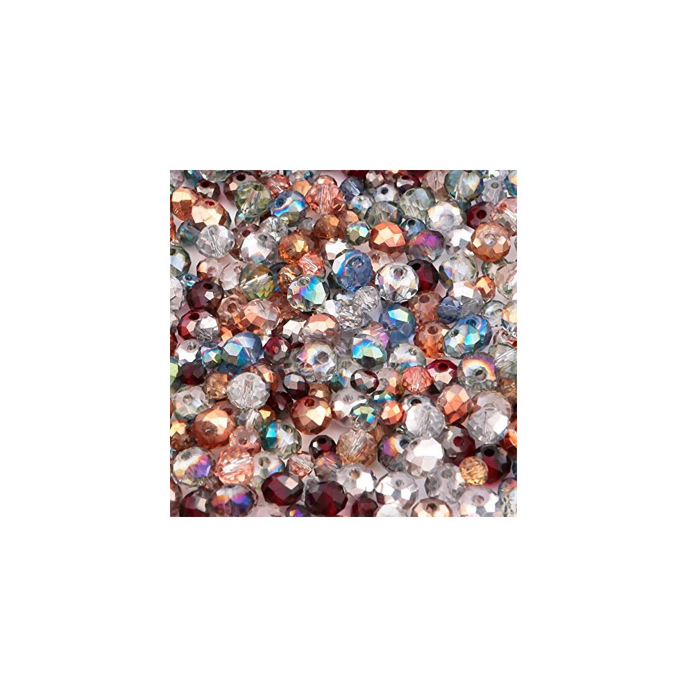 400 Pieces Enchanted Forest Rondelle Glass Crystal Bead Mix Silver Rose Gold Deep Red for Jewellery Making and Arts and Crafts